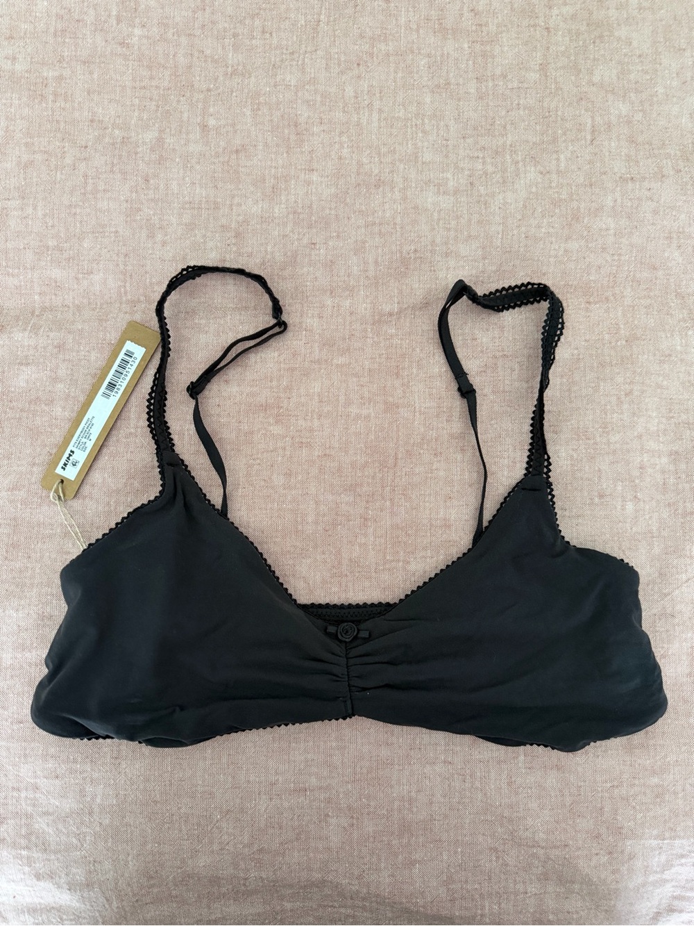 SKIMS Fits Everybody Picot Skimpy Scoop Bralette - Onyx, M